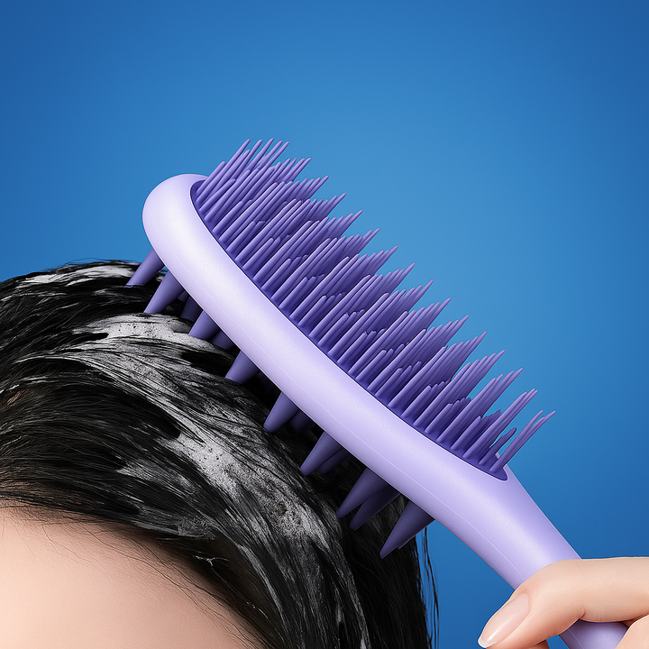 Sided Shampoo Brush – Silikon Hodebunnsmassasje – Dyp Rensing for Fet Hår & Følsom Hodebunn Luvikno