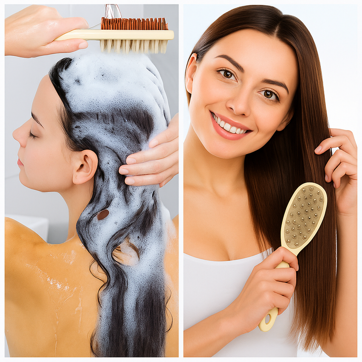 Sided Shampoo Brush – Silikon Hodebunnsmassasje – Dyp Rensing for Fet Hår & Følsom Hodebunn Luvikno