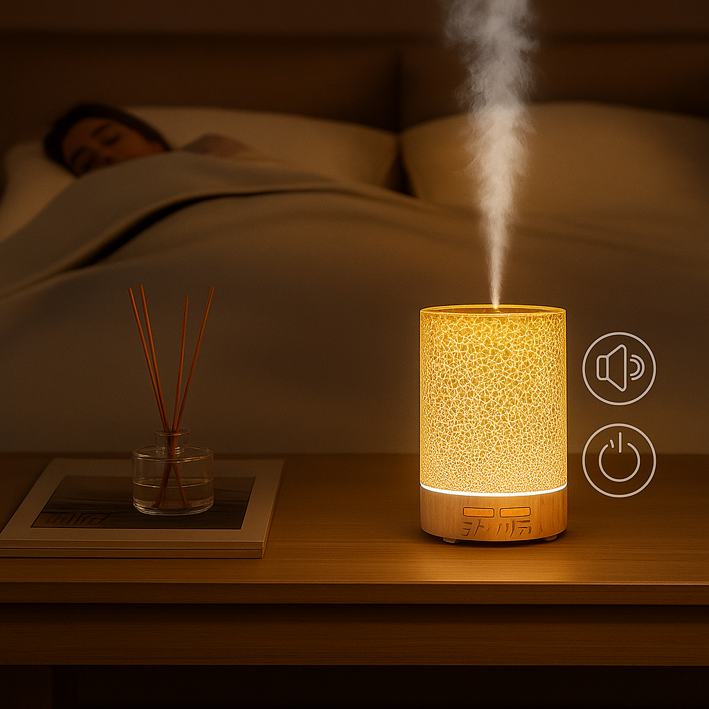 Essential Oil Diffuser med LED Nattlys – Stille Kaldt Tåke – Soverom & Hjem Avslappingsbolle