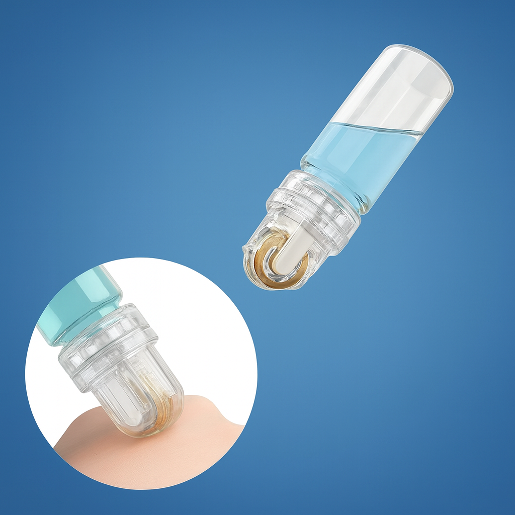 Boosts Serum Absorpsjon – Påfyllbar Flaske & Fine Nåler – Trygg Hjemmepleie Luvikno