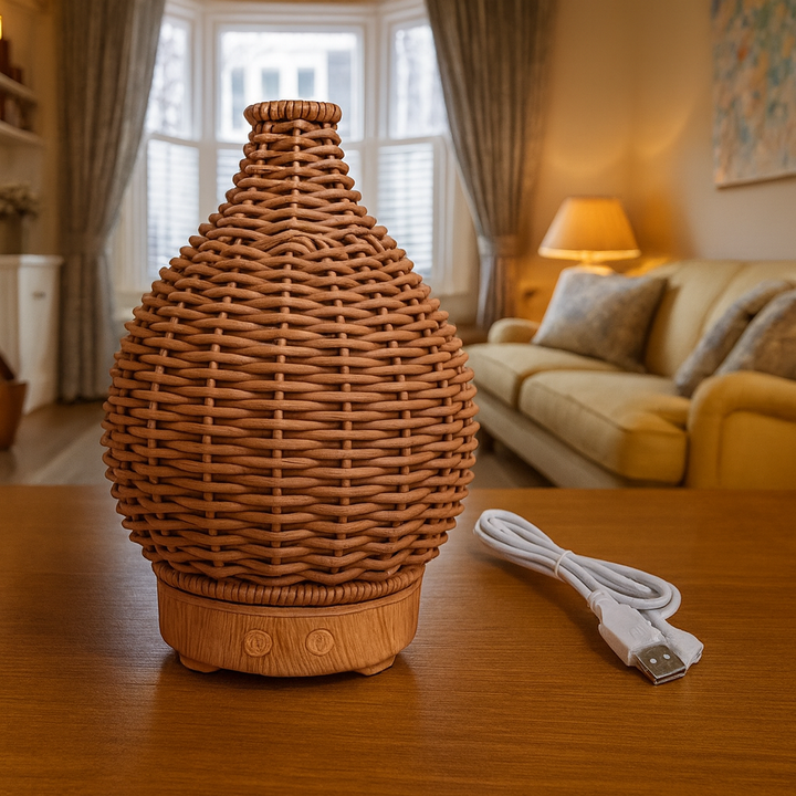 Olje Diffuser – Tørr-Luft Lettelse for Soverom & Barnerom – Stillegående USB 5 V – 80 ml Stilig Vase Design Luvikno