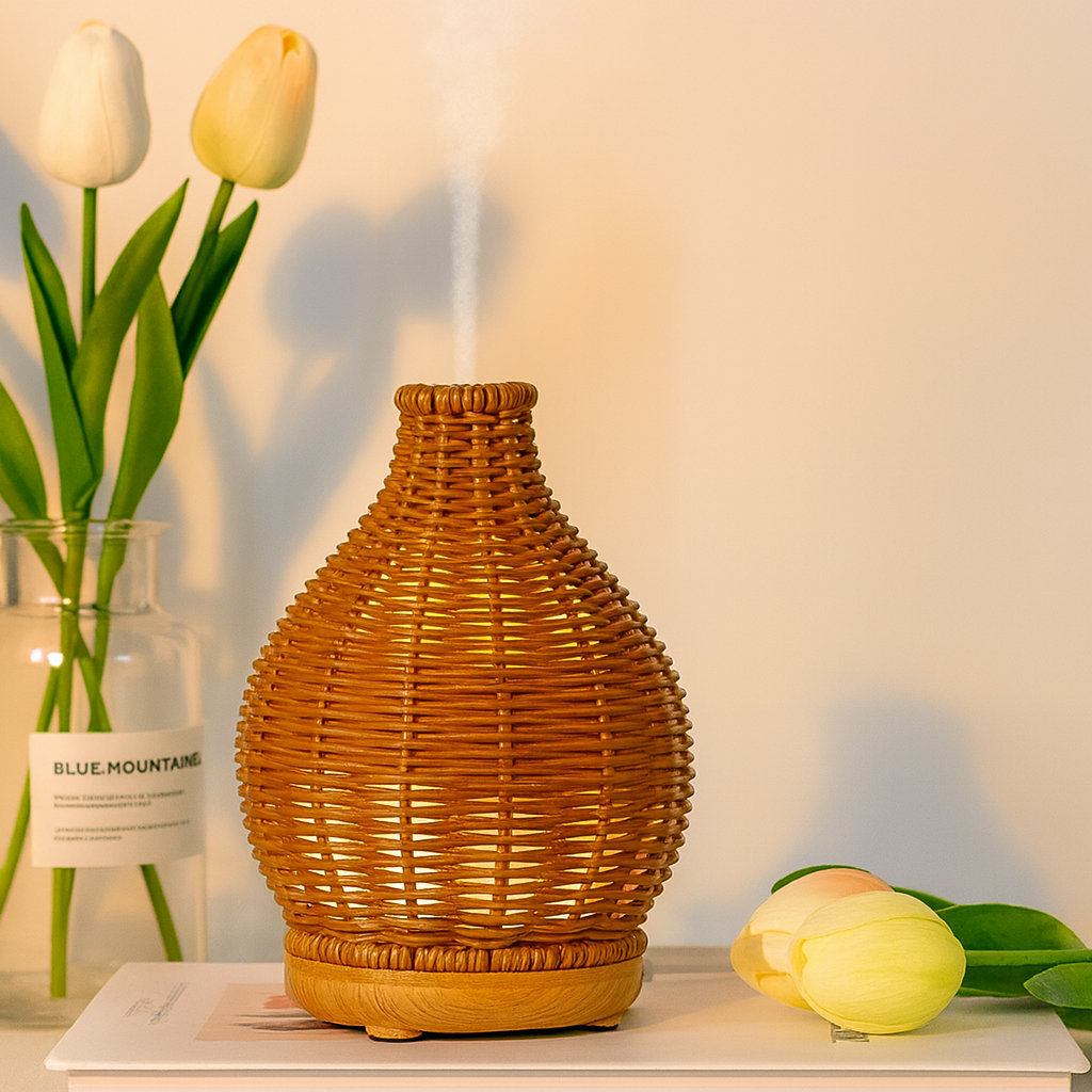 Olje Diffuser – Tørr-Luft Lettelse for Soverom & Barnerom – Stillegående USB 5 V – 80 ml Stilig Vase Design Luvikno