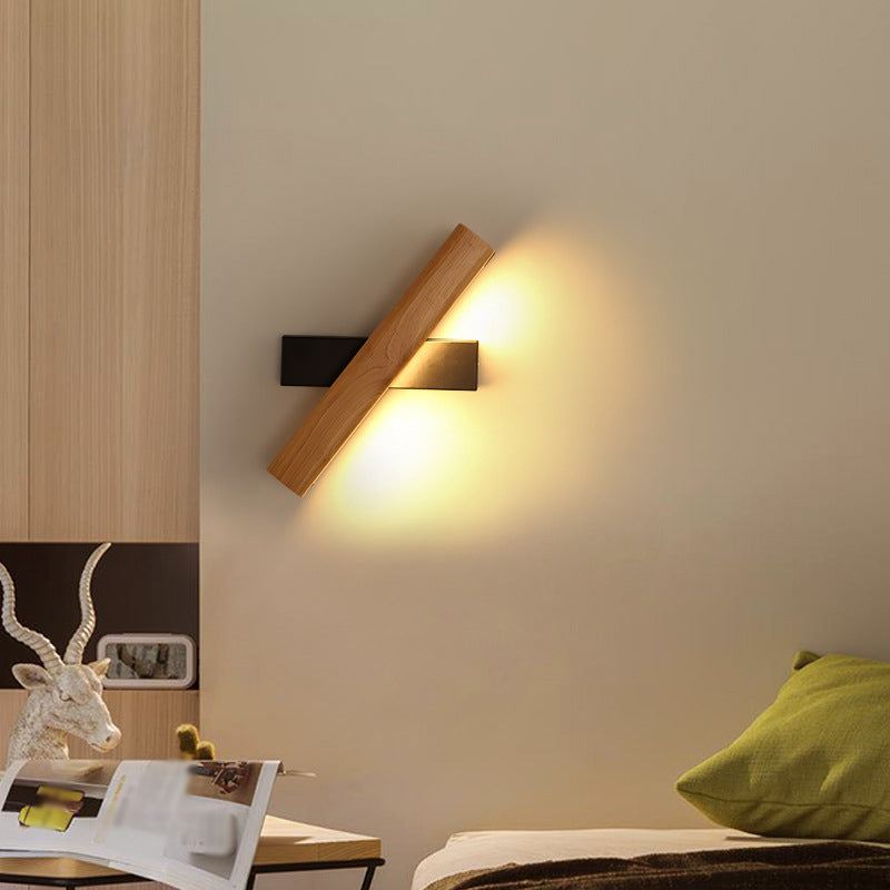 Lineær Lesing Vegglampe Moderne Tre Rotérbar LED Soverom Vegglampe Belysningsfixture | Luvikno