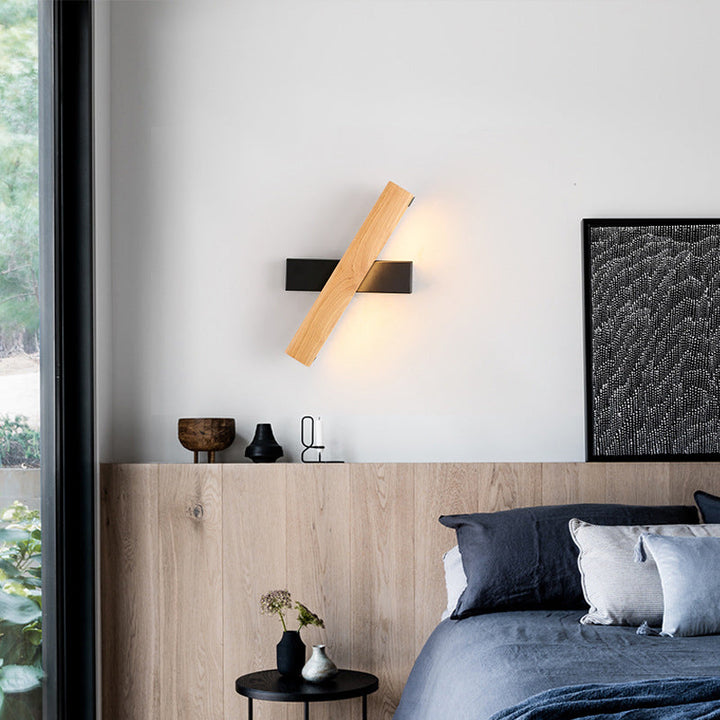 Lineær Lesing Vegglampe Moderne Tre Rotérbar LED Soverom Vegglampe Belysningsfixture | Luvikno