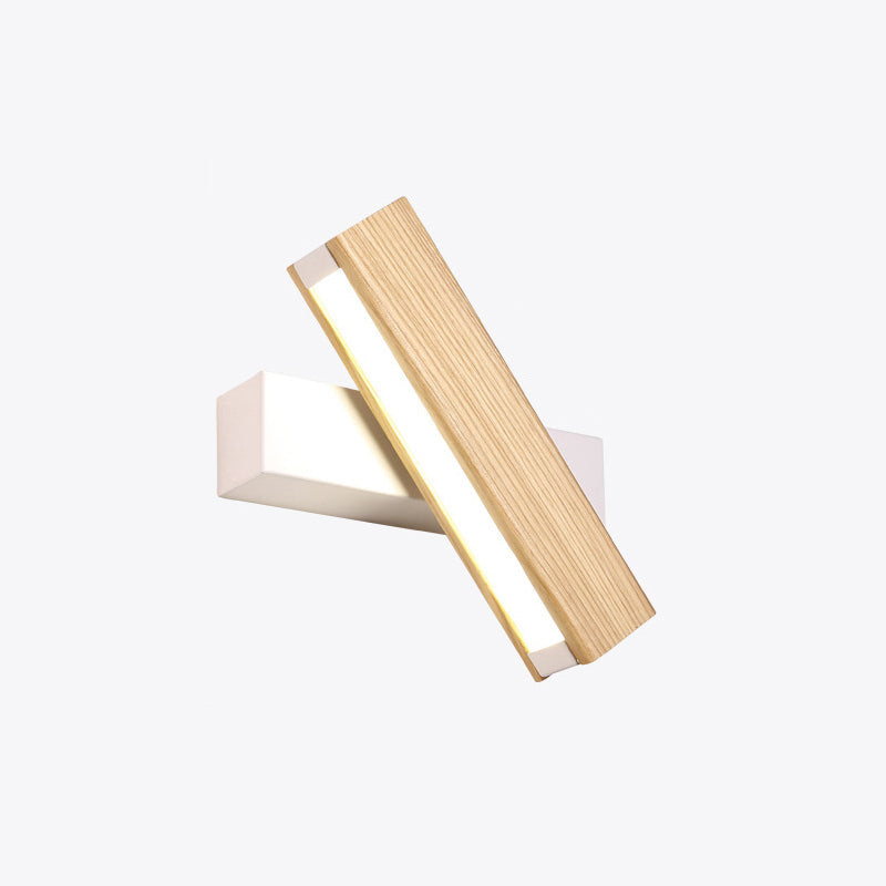 LinearLight - Moderne roterbar LED vegglampe laget av tre for soverom og lesekroker | Minimalistisk design | Luvikno