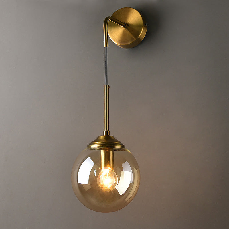 Globe Glass Veggmontert Lysarmatur Moderne 1 Hode Gull Veggbelysning for Soverom | Luvikno
