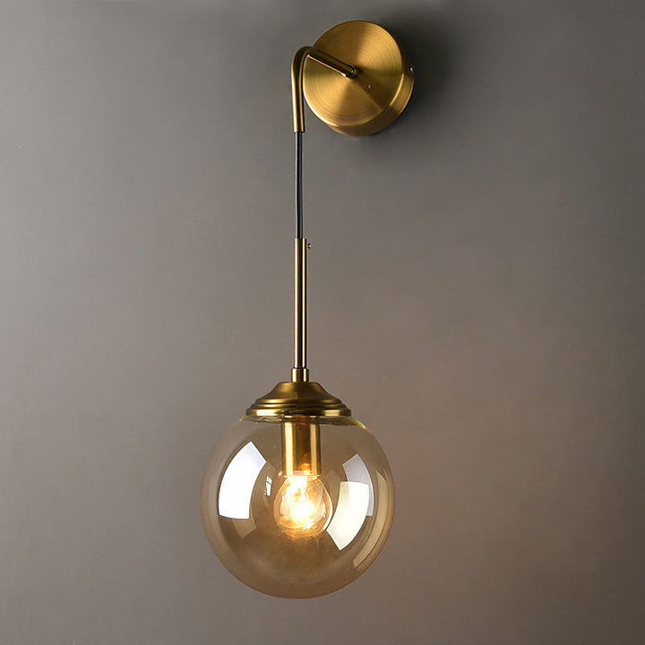 Globe Glass Veggmontert Lysarmatur Moderne 1 Hode Gull Veggbelysning for Soverom | Luvikno