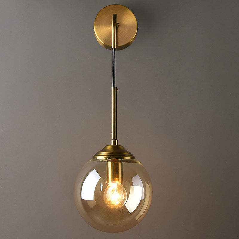 Globe Glass Veggmontert Lysarmatur Moderne 1 Hode Gull Veggbelysning for Soverom | Luvikno