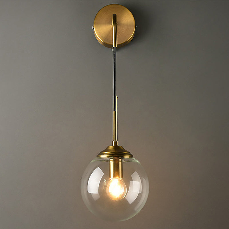 Globe Glass Veggmontert Lysarmatur Moderne 1 Hode Gull Veggbelysning for Soverom | Luvikno