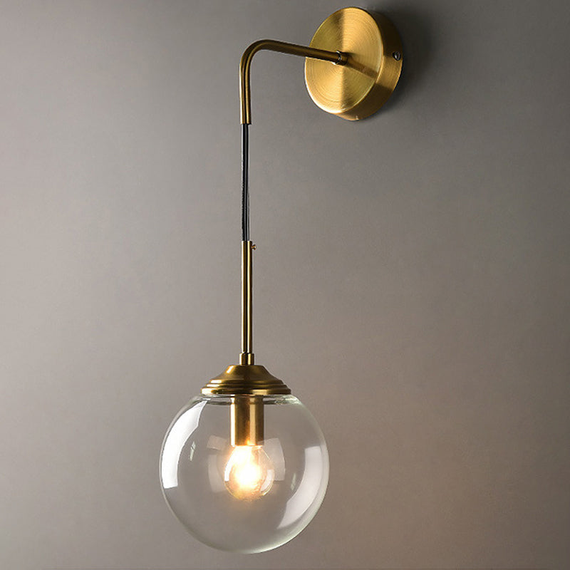 Globe Glass Veggmontert Lysarmatur Moderne 1 Hode Gull Veggbelysning for Soverom | Luvikno
