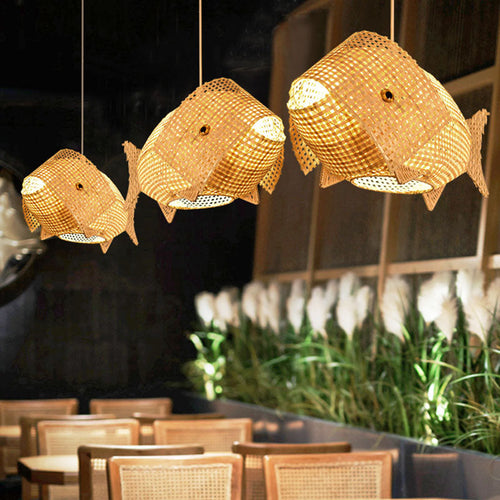 Luvikno | WaveGlow Pendellampe - Elegant Tre Asiatisk Pendellampe