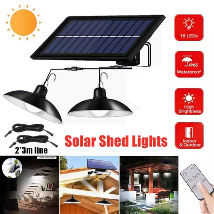 SolarDuo LED Lamp Sett på Solenergi med Fjernkontroll | Luvikno