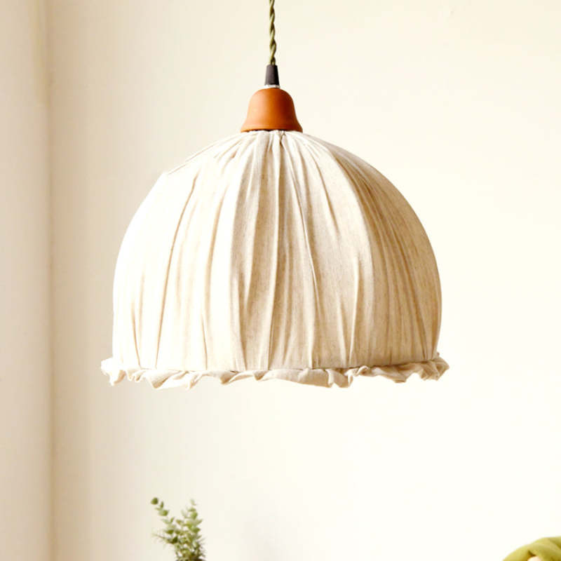 EcoLume - Minimalistisk skandinavisk LED Pendellampe Beige Tørkle, Justerbar for Stue og Spisestue | Luvikno