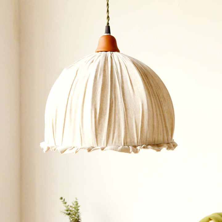 EcoLume - Minimalistisk skandinavisk LED Pendellampe Beige Tørkle, Justerbar for Stue og Spisestue | Luvikno