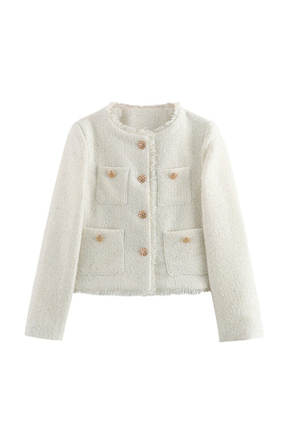 Luvik | Up Hapsutettu Helma Lyhyt Tweed Takki