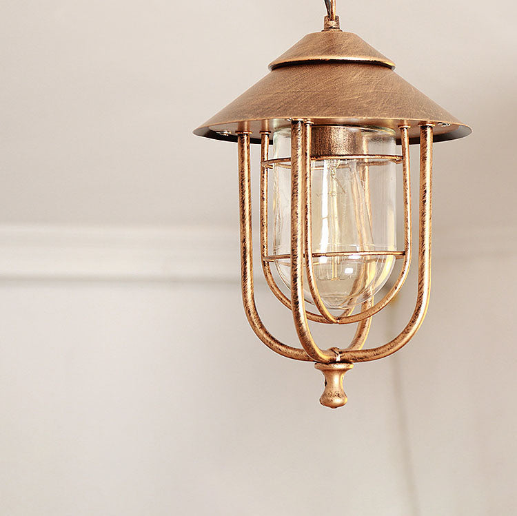 Industriell vintage aluminium bur glass 1-lampe utendørs vanntett pendellampe | Luvikno