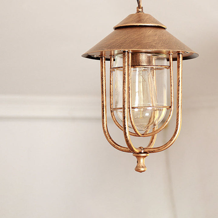 Industriell vintage aluminium bur glass 1-lampe utendørs vanntett pendellampe | Luvikno