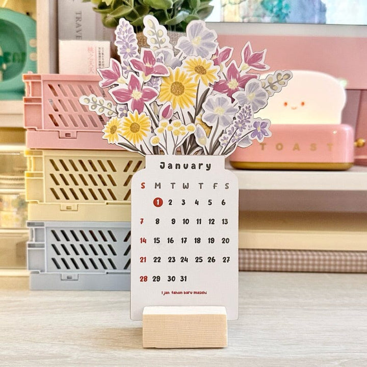 2024 Bloomy Flowers skrivebordskalender | Luvikno