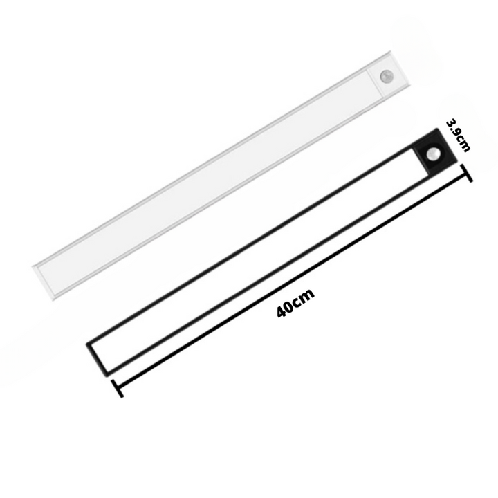 Luvikno | Ultra-Tynn LED GlowLight – USB Oppladbar Bevegelsessensor Skaplys med Magnetisk Bakside for Kjøkken, Garderobe eller Klær