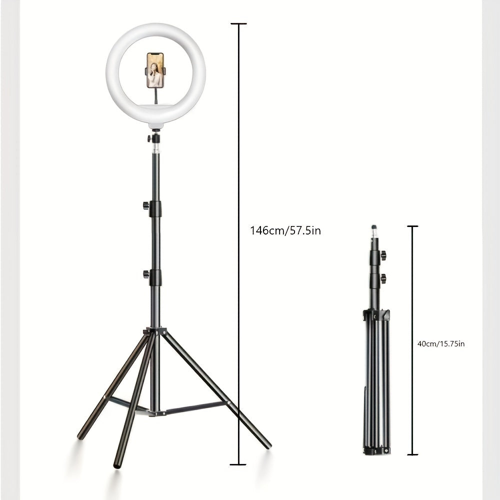 Luvikno | LED Ring Light med justerbart stativ og telefonholder for selfies og videoinnspilling