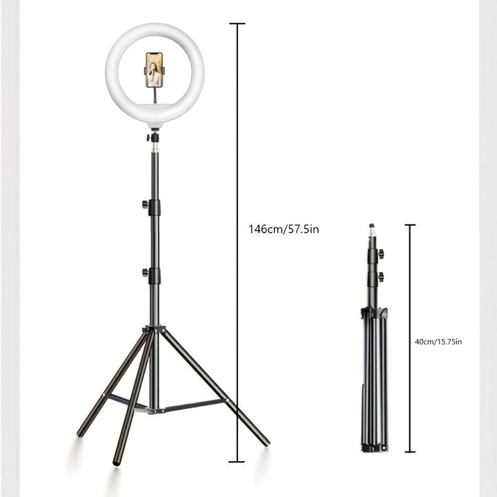 Luvikno | LED Ring Light med justerbart stativ og telefonholder for selfies og videoinnspilling