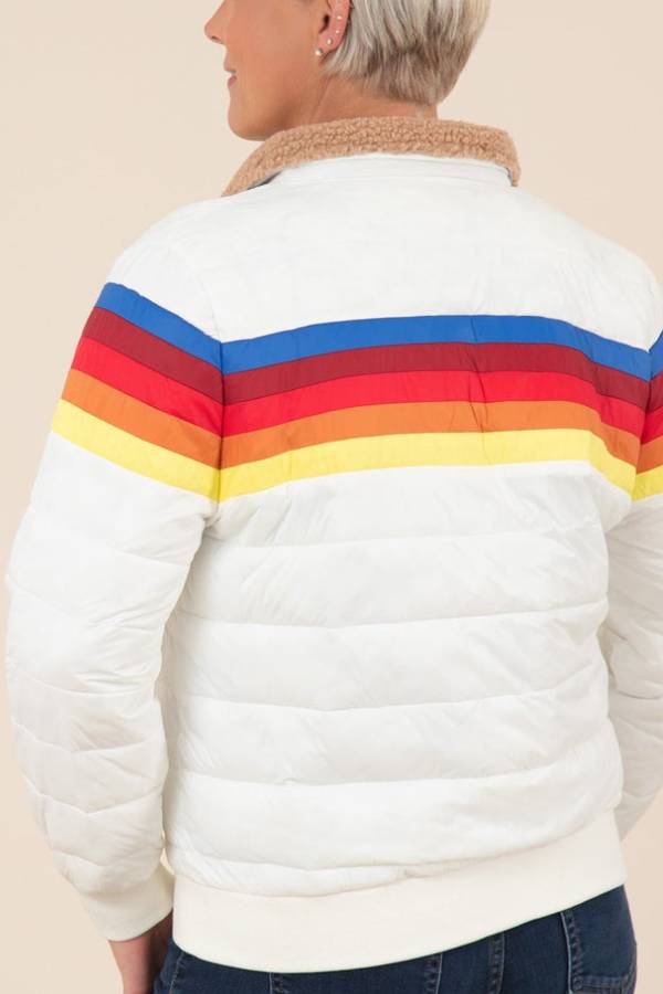 Luvik | Regnbuer Retro Striper Isolert Jakke