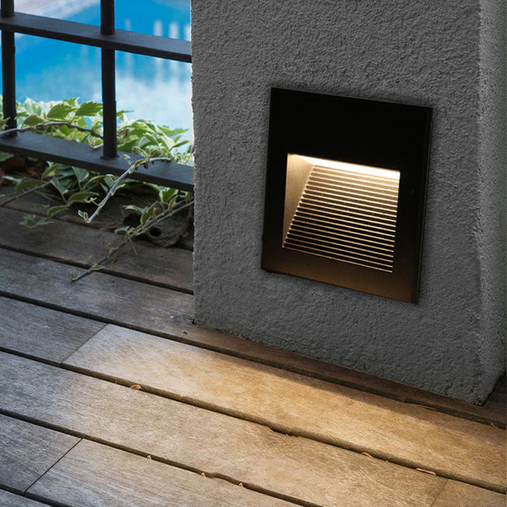 Aluminium Firkantet Nedsenket Vegglampe Minimalistisk Svart LED Fotlampe for Trapp| Luvikno
