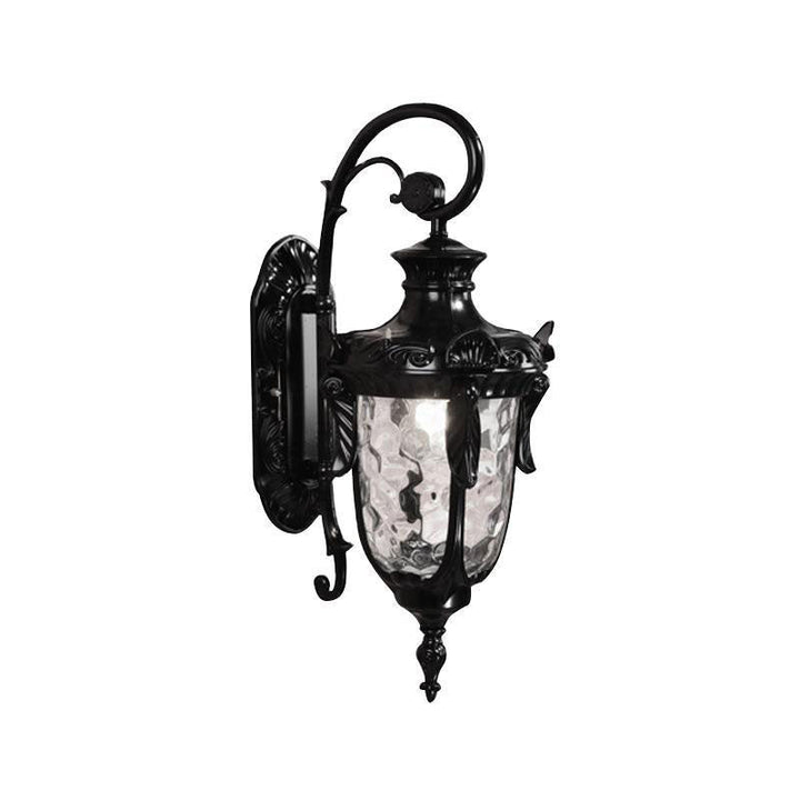 Svart Bell Vegglampe Klassisk Ripple Glass 1 Lyspære Gårdsrom Veggbelysning Armatur for Utendørs | Luvikno