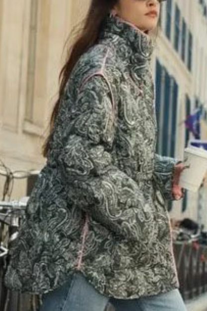 Luvik | ja rento löysä puuvillainen painettu pitkähihainen takki