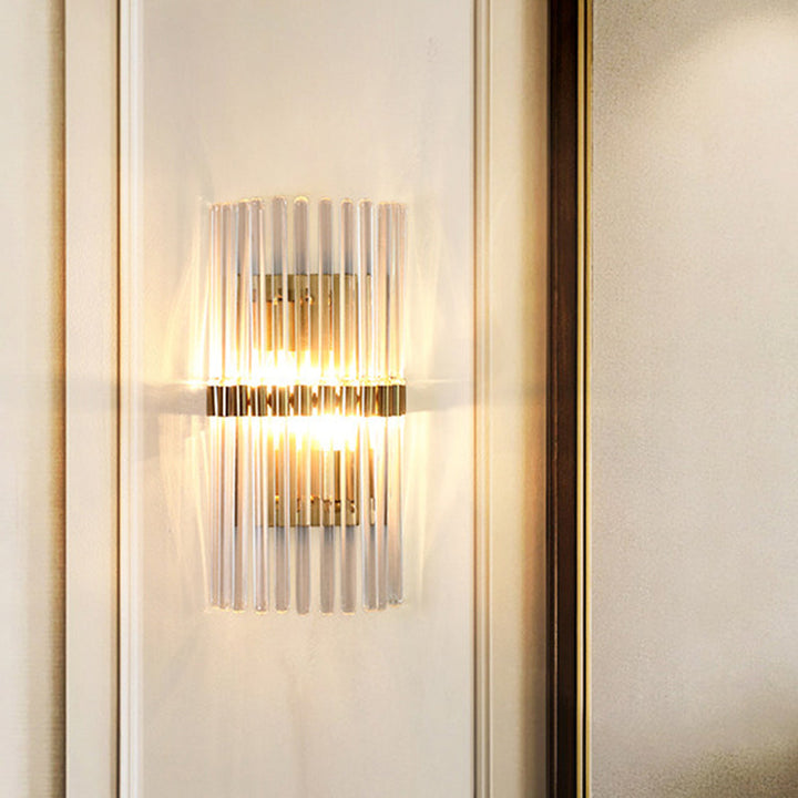 Moderne søyle vegglampe Lys Krystall 2 Hoder Stue Veggmontert Lampe i Gull | Luvikno