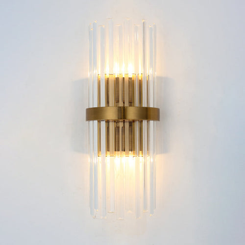 Moderne søyle vegglampe Lys Krystall 2 Hoder Stue Veggmontert Lampe i Gull | Luvikno