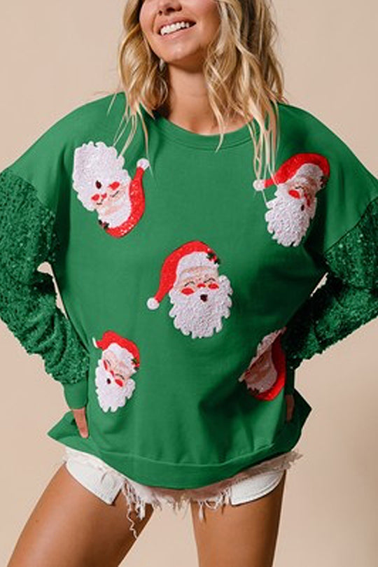 Luvik | Julemann Løs Åpen Rund Hals Rosa Ermeløs Sweatshirt
