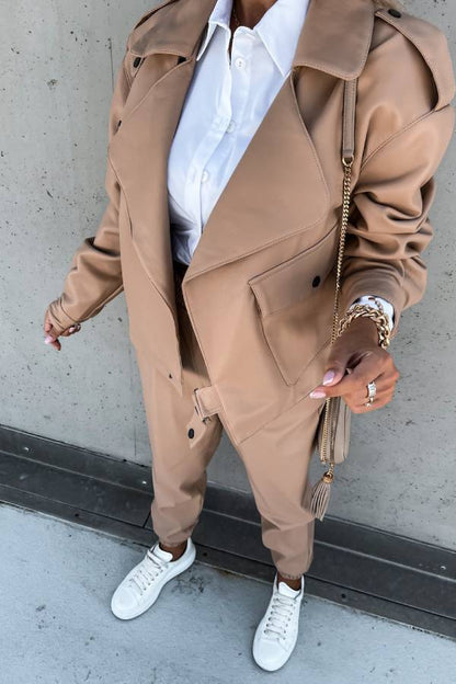 Luvik | Nahkareversi Taskut Brittiläinen Tyyli Lyhyt Takki