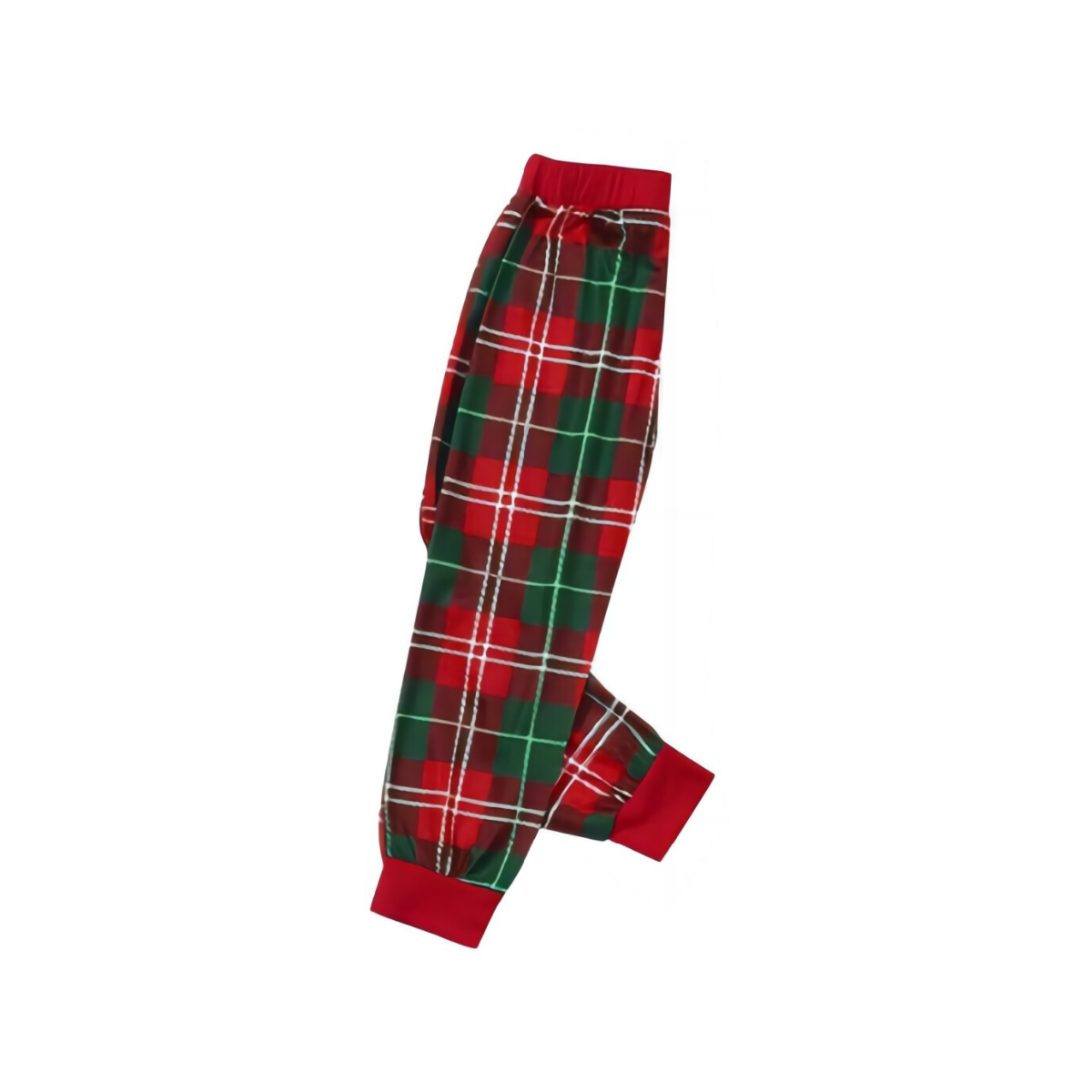 Luvik | Joulukausi "Jeesus on syy kauteen" kirjaimellinen painatus kuvioitu valkoinen pitkähihainen paita valkoisilla & punaisilla & vihreillä ruudullisilla housuilla perheelle sopivat pyjamat