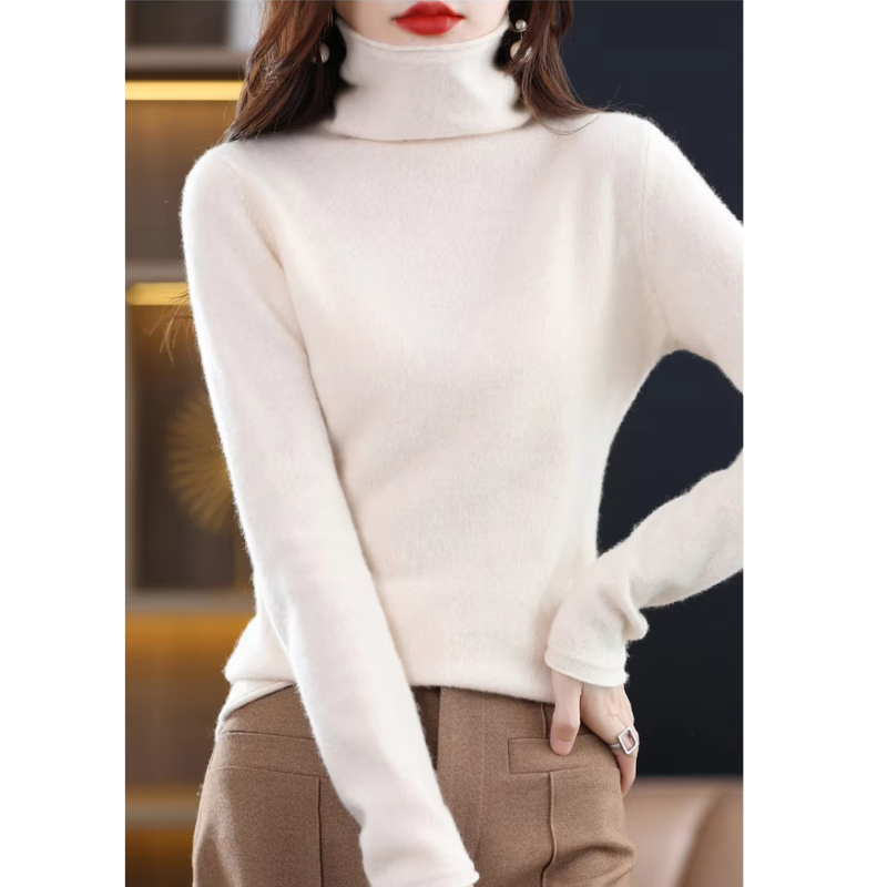 Luvik | Luksus Cashmere Neule Naisille Pehmeä Pystypaitapusero, Lämmin & Tyylikäs