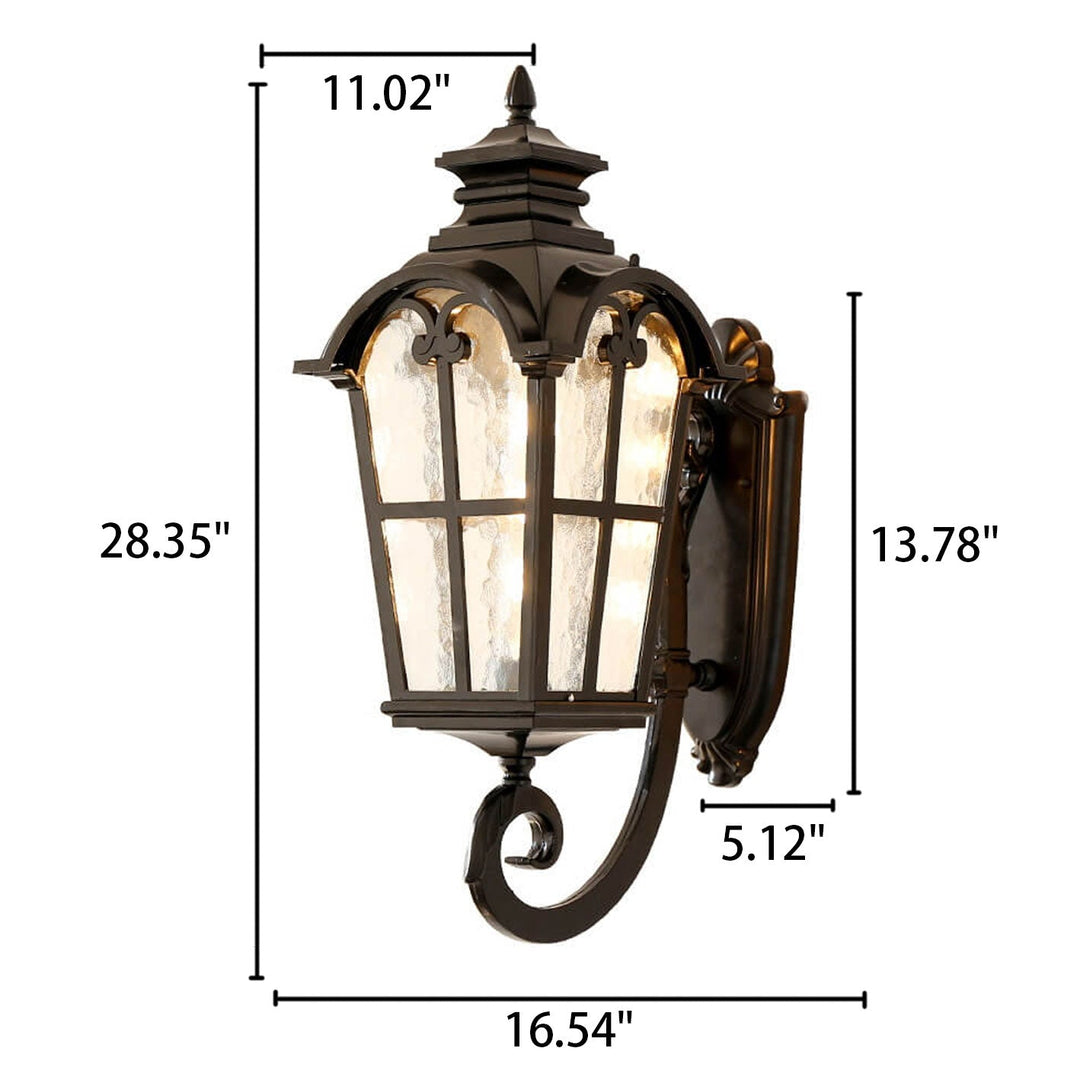 Europeisk Retro Glass Aluminium Lantern Ute Vanntett 1-Lys Vegglampe | Luvikno