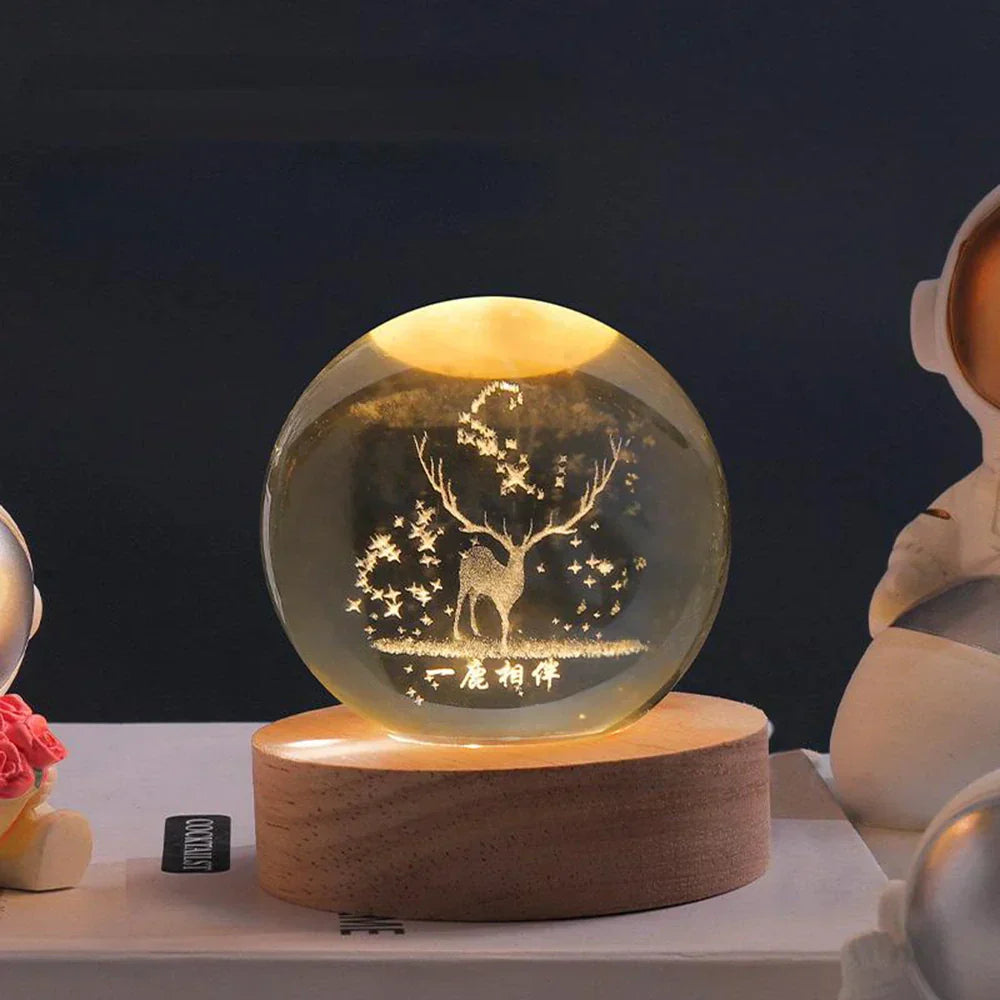 Luvikno | LED Nattlys med 3D Krystallkule