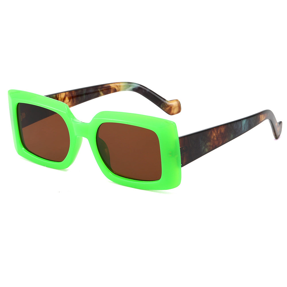 Dame moteristisk kvadratisk solbrille med gjennomsiktig design Luvikno