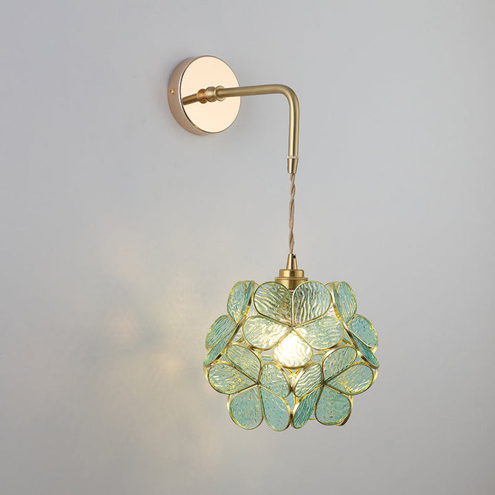 Skjermet Glass Vegglampe Vintage Enkelt Lyspære Sengemontasje Lampe i Gull | Luvikno