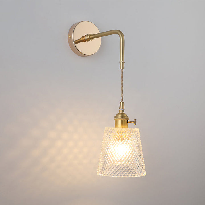 Skjermet Glass Vegglampe Vintage Enkelt Lyspære Sengemontasje Lampe i Gull | Luvikno