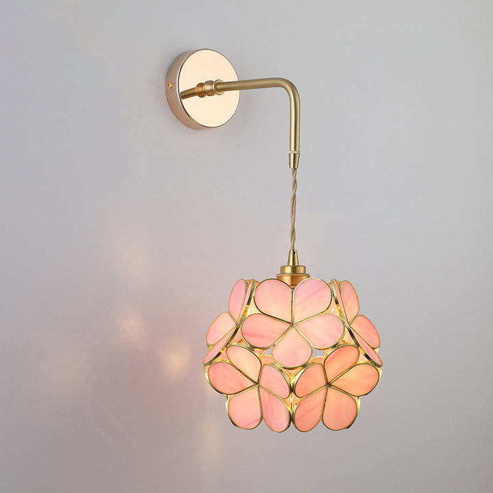 Skjermet Glass Vegglampe Vintage Enkelt Lyspære Sengemontasje Lampe i Gull | Luvikno
