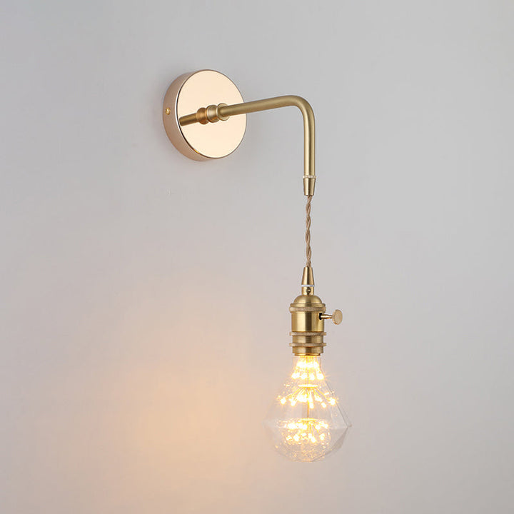 Skjermet Glass Vegglampe Vintage Enkelt Lyspære Sengemontasje Lampe i Gull | Luvikno
