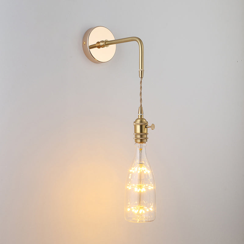 Skjermet Glass Vegglampe Vintage Enkelt Lyspære Sengemontasje Lampe i Gull | Luvikno