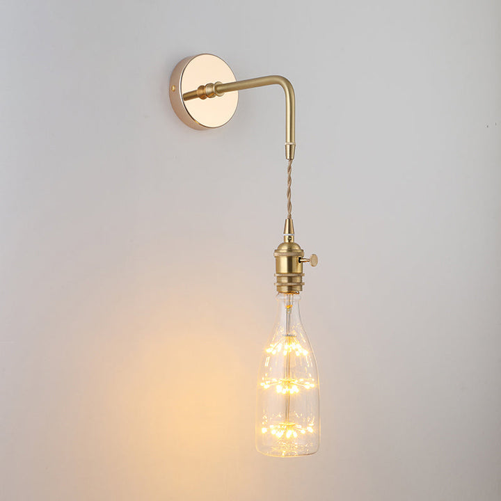 Skjermet Glass Vegglampe Vintage Enkelt Lyspære Sengemontasje Lampe i Gull | Luvikno