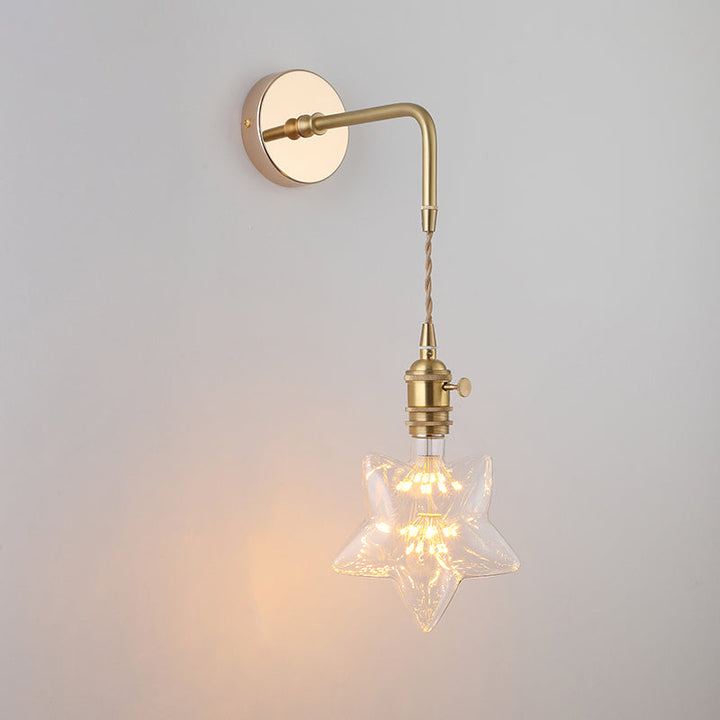 Skjermet Glass Vegglampe Vintage Enkelt Lyspære Sengemontasje Lampe i Gull | Luvikno