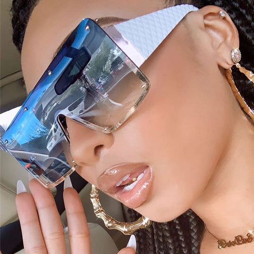 Dame geometrisk oversized solbrille med gradientlinser Luvikno