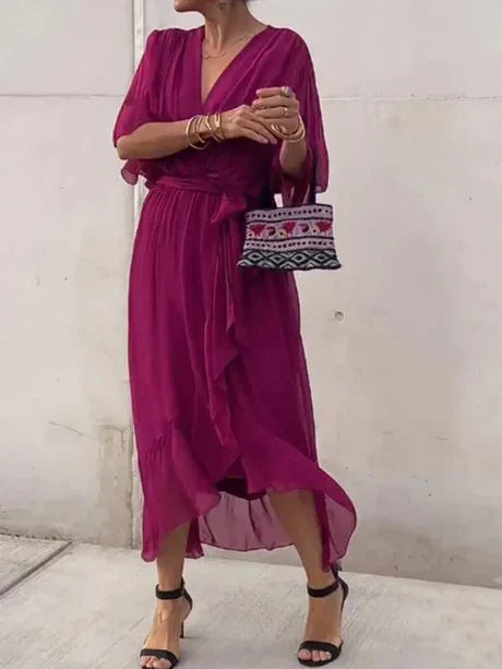 Luvik | vihreä v-kaula-auko -chiffon midi-mekko