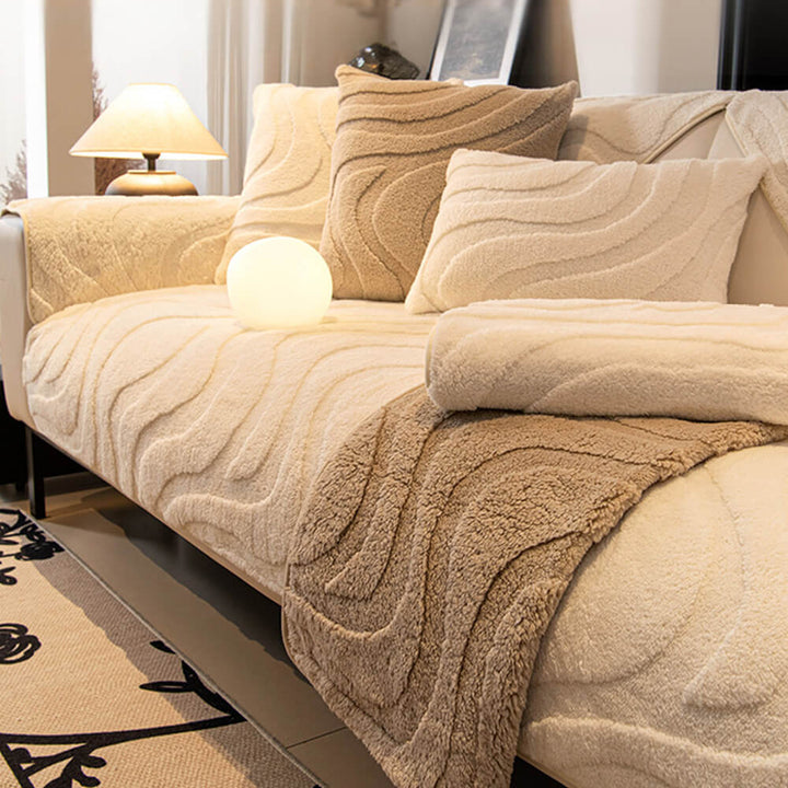 Varm Plush Bøyd Jacquard Rutsjefri Sofa Beskyttelsestrekk | Luvikno