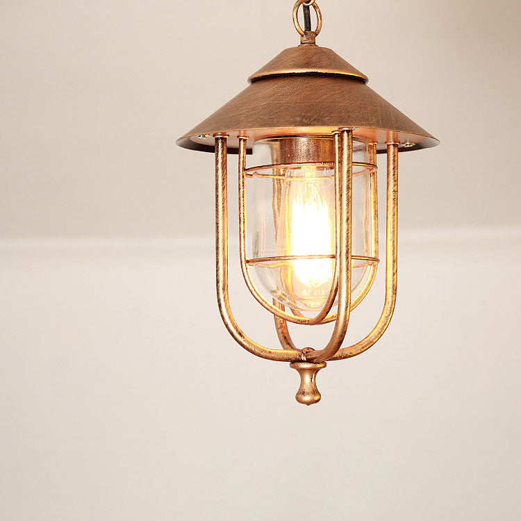 Industriell vintage aluminium bur glass 1-lampe utendørs vanntett pendellampe | Luvikno
