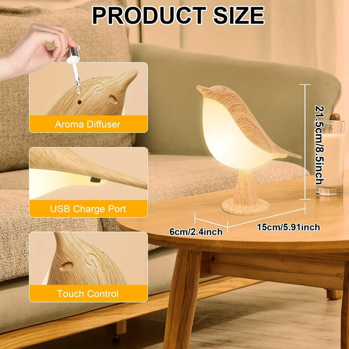 BrightNest - USB LED Fugl Bordlampe med Touch Luvikno